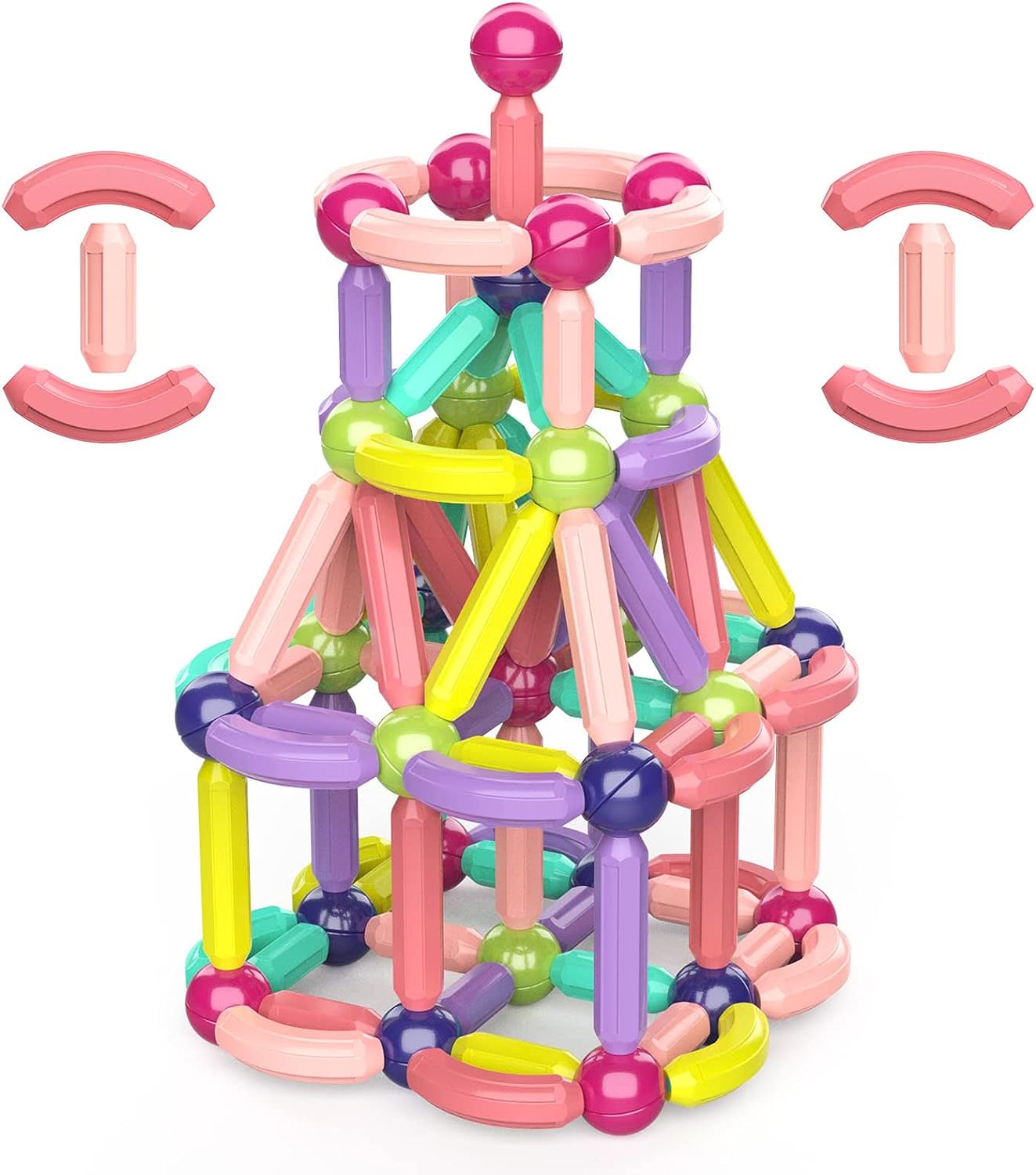 Magnetic Building Blocks Set For Kids Ages 3, STEM Construction 3D Stacking Magnetic Toys For Boys And Girls,Magnetic Sticks And Balls Game Set