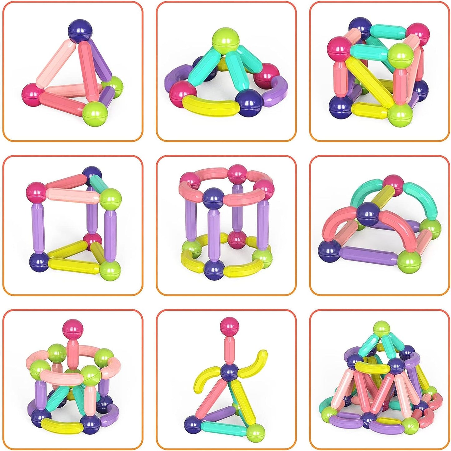 Magnetic Building Blocks Set For Kids Ages 3, STEM Construction 3D Stacking Magnetic Toys For Boys And Girls,Magnetic Sticks And Balls Game Set